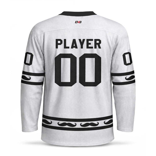 HJZ41 Beard Black White Sublimated Custom Hockey Jerseys