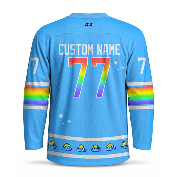 HJZ321 Funny Unicorn Pooping Rainbow Custom Hockey Jerseys