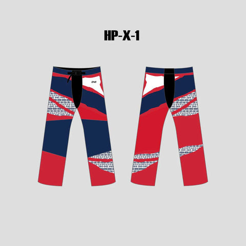 X1 Red and Blue Sublimated Custom Roller Inline Hockey Pants