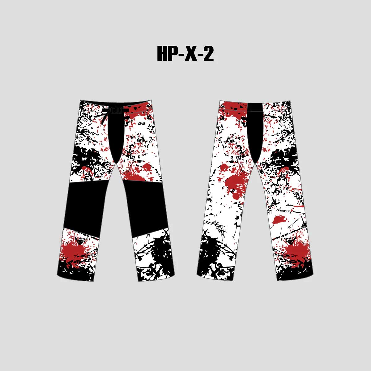 X2 Abstract White Red and Black Custom Inline Roller Hockey Pants