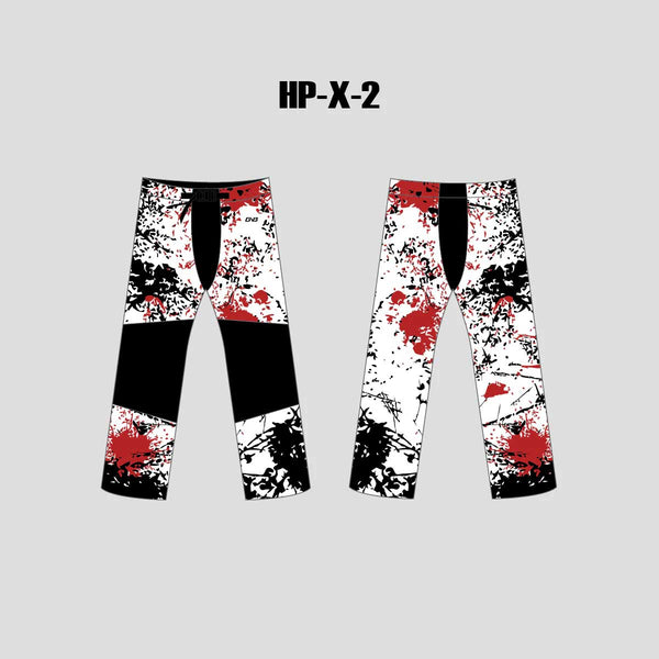 X2 Abstract White Red and Black Custom Inline Roller Hockey Pants