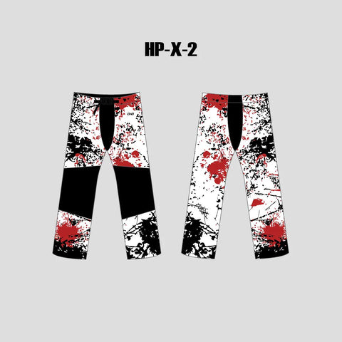 X2 Abstract White Red and Black Custom Inline Roller Hockey Pants