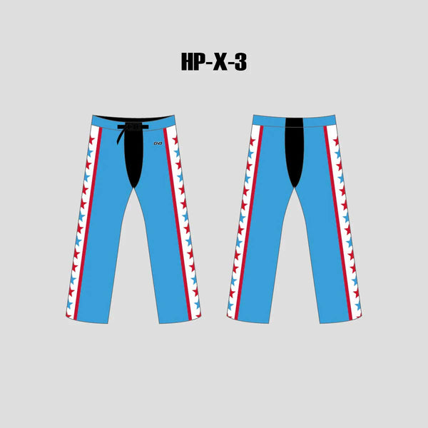X3 Blue and Red Stars Custom Roller and Inline Hockey Pants