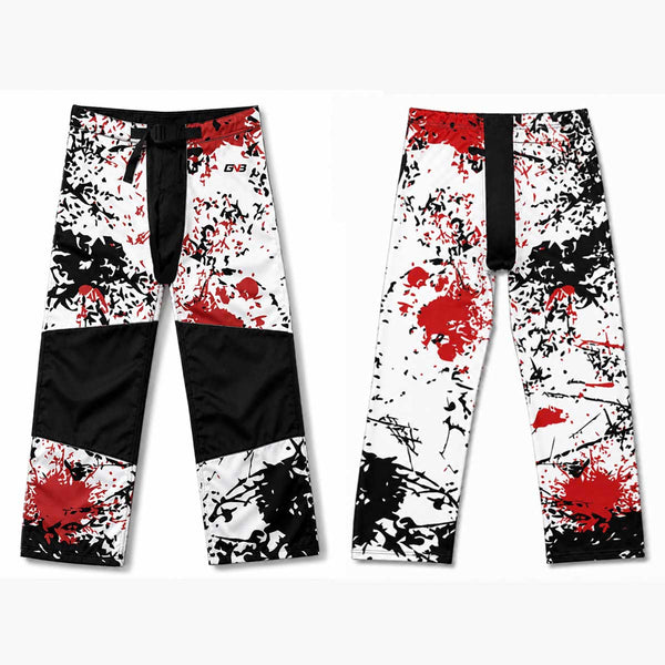 X2 Abstract White Red and Black Custom Inline Roller Hockey Pants