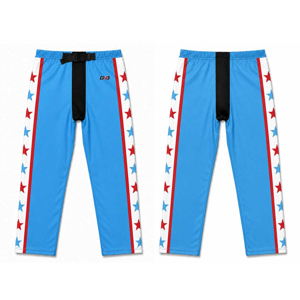 X3 Blue and Red Stars Custom Roller and Inline Hockey Pants