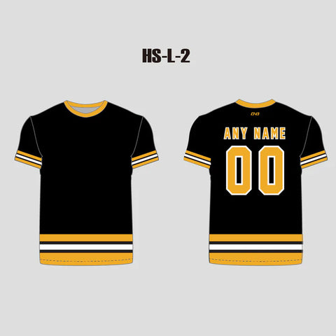Black/Yellow/White Custom Sublimated Hockey Shirts