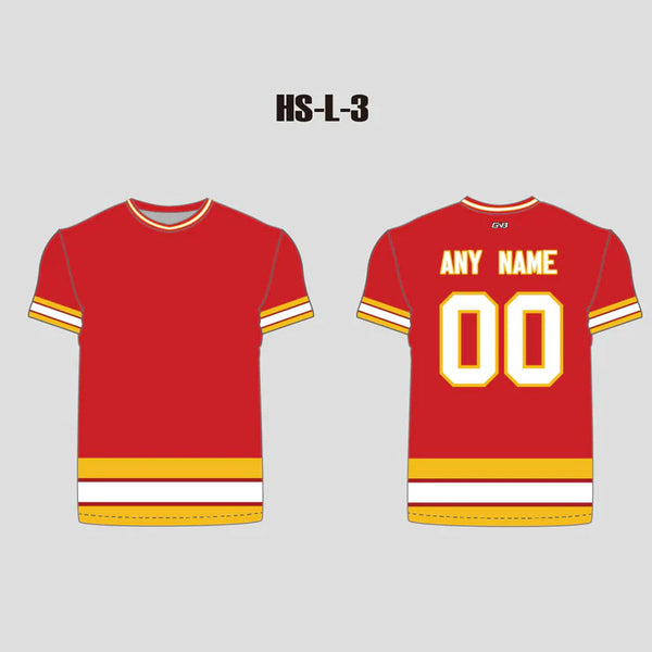 Red/Yellow/White Custom Sublimated Hockey T-Shirts