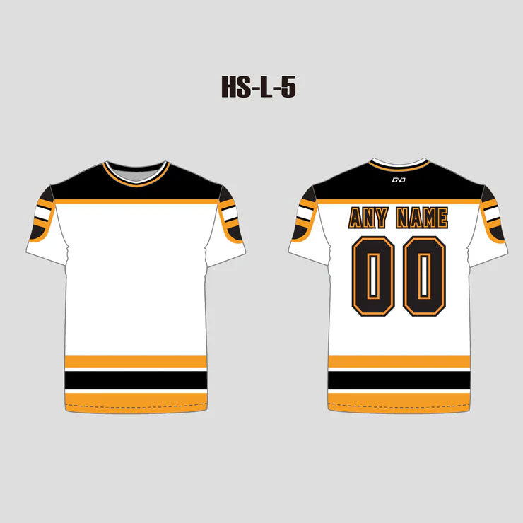 White/Yellow/Black Sublimated Custom Hockey Shirts