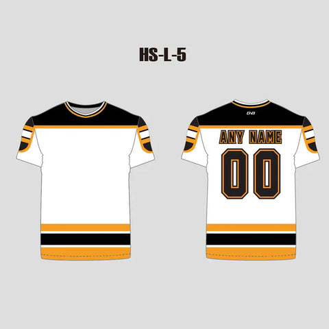 White/Yellow/Black Sublimated Custom Hockey Shirts
