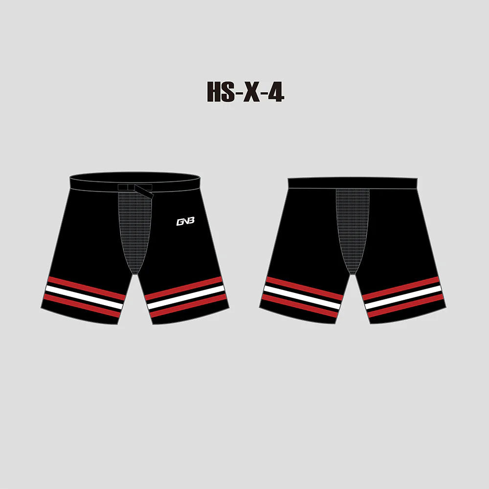 X4 Black Red and White Sublimated Custom Hockey Pant Shells