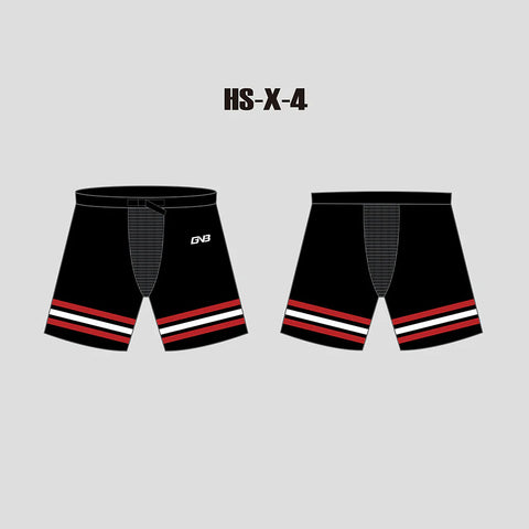 X4 Black Red and White Sublimated Custom Hockey Pant Shells