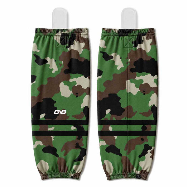 HSC8 Sublimated Custom Green Camo Hockey Socks