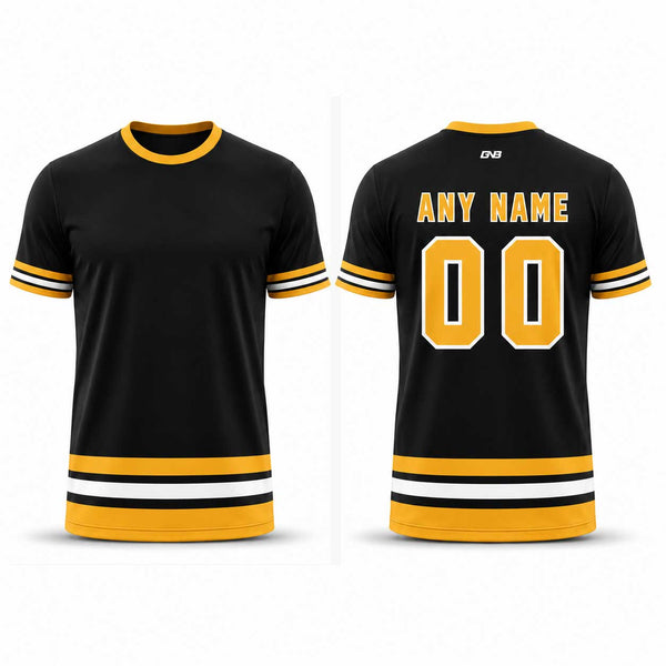 Black/Yellow/White Custom Sublimated Hockey Shirts