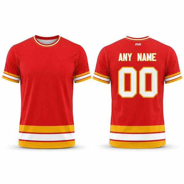 Red/Yellow/White Custom Sublimated Hockey T-Shirts