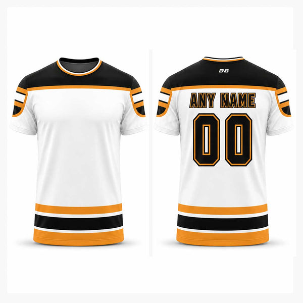 White/Yellow/Black Sublimated Custom Hockey Shirts