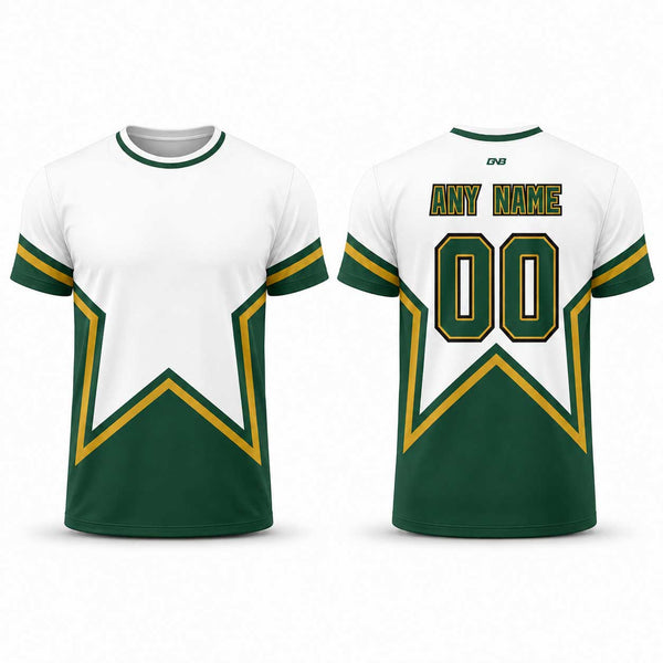 White/Green/Yellow Sublimated Custom Hockey Shirts