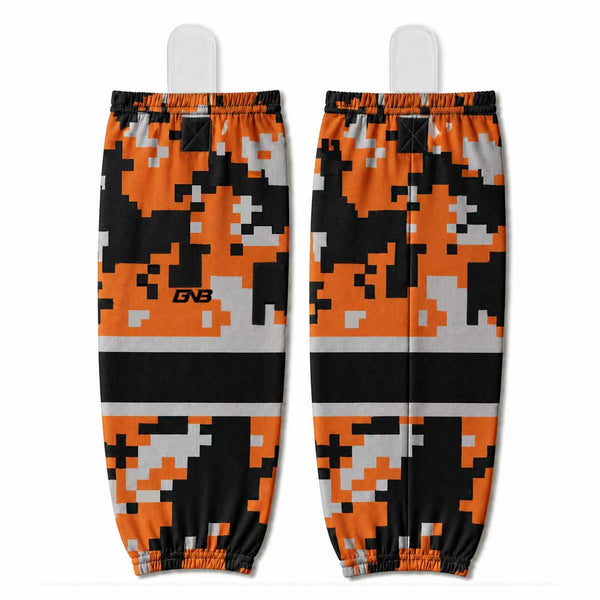 HSX4 Orange Gray Camo Custom Adult Youth Hockey Socks