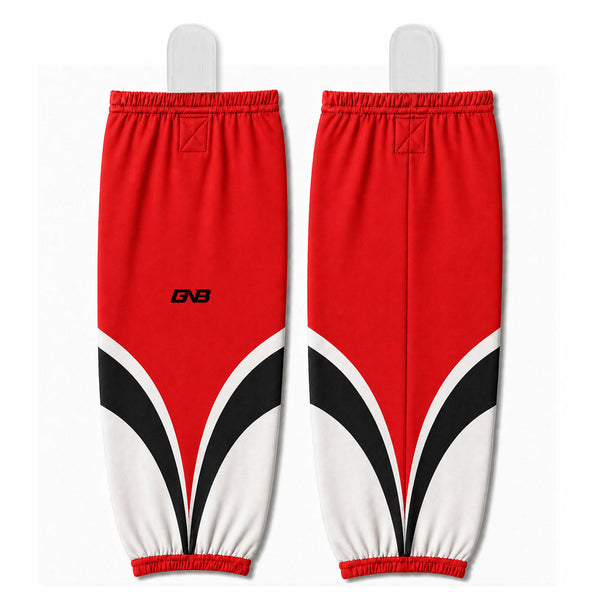 HSX5 Red Black White Custom Adult Youth Hockey Socks