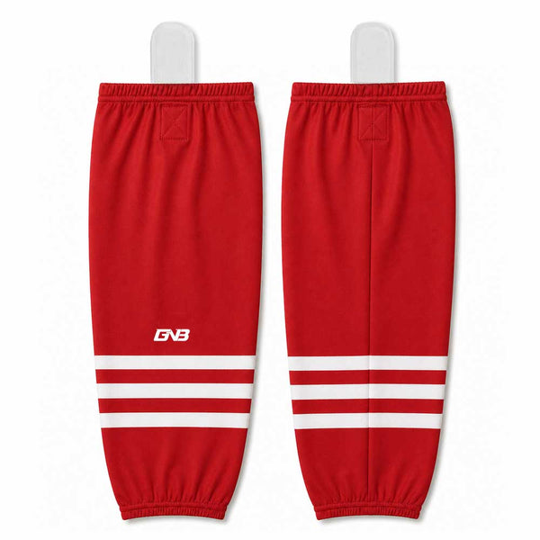 HSZ6 Sublimated Personalized Red Hockey Socks with Velcro