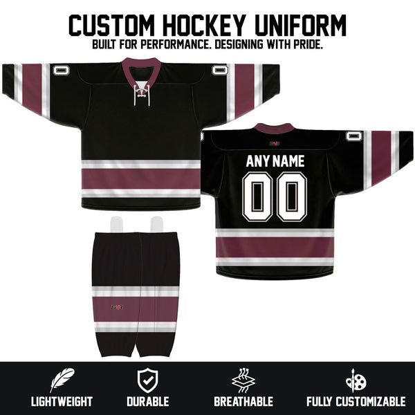 Z5 Sublimated Black Custom Team Hockey Jerseys Socks