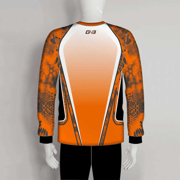 FJL1 Orange Crew Neck Custom Performance Fishing Shirts