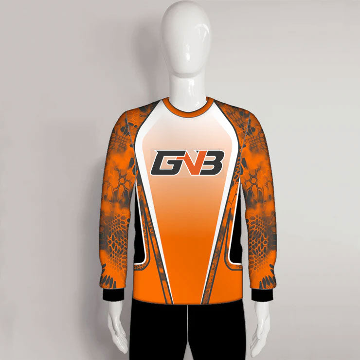 FJL1 Orange Crew Neck Custom Performance Fishing Shirts