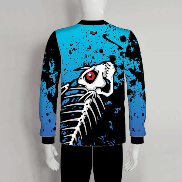 FJL4 Skeleton Fish Sublimated Custom Cool Fishing Shirts 1/4 Zip