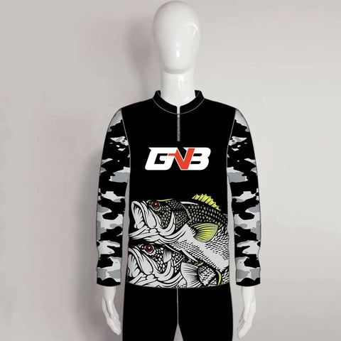 FJL5 Camo Largemouth Bass Custom Fishing Jerseys 1/4 Zip