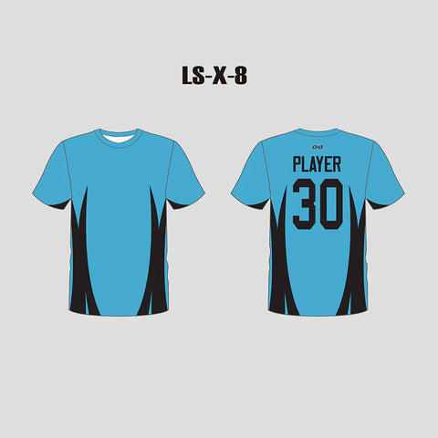 X8 Blue Black Custom Short Sleeve Lacrosse Shooting Shirts