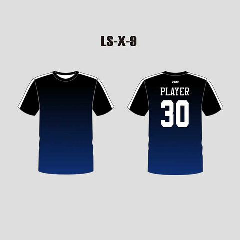 X9 Black Blue Custom Lacrosse Shooting Shirts
