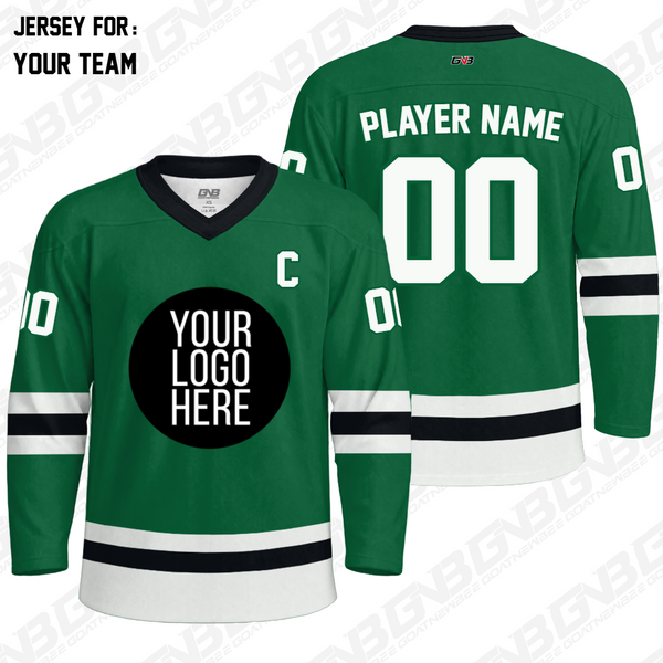 Pro style custom hockey jersey design with customizable team branding and player details