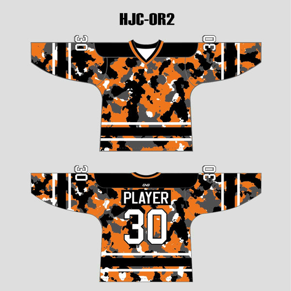 White Orange Camouflage Custom Made Hockey Jerseys