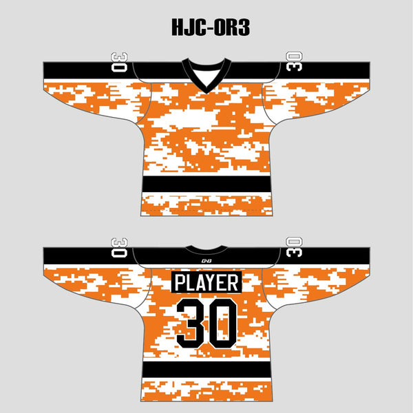 White Orange Camouflage Custom Made Hockey Jerseys