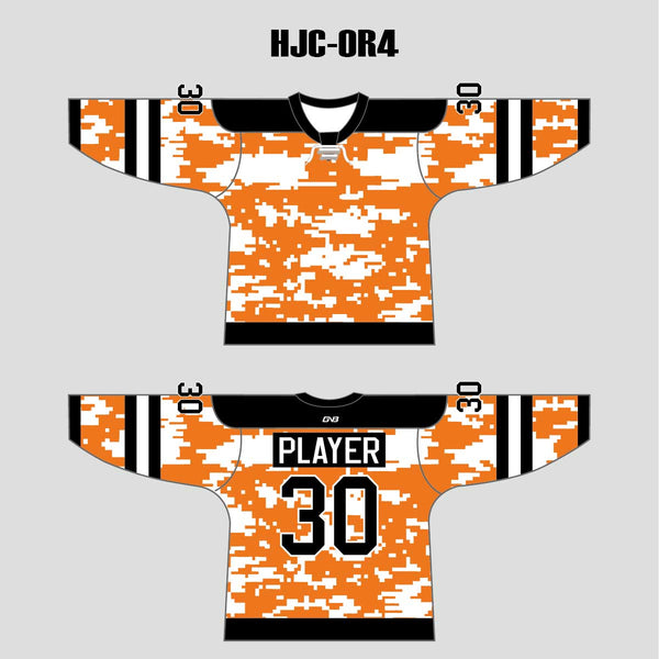 White Orange Camouflage Custom Made Hockey Jerseys