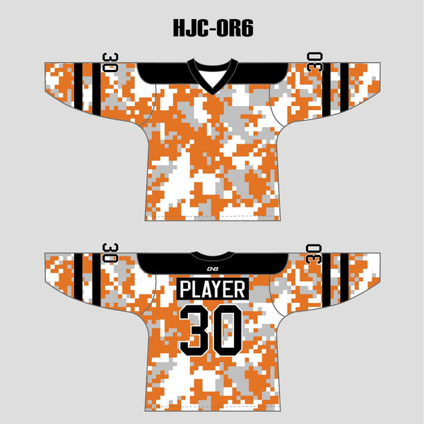 White Orange Camouflage Custom Made Hockey Jerseys