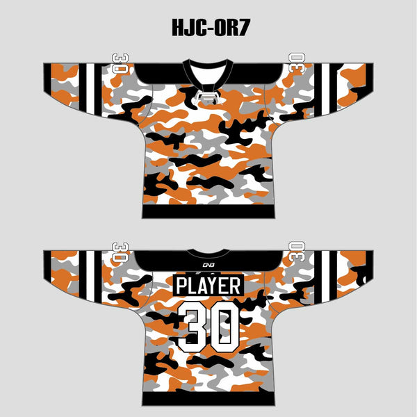 White Orange Camouflage Custom Made Hockey Jerseys