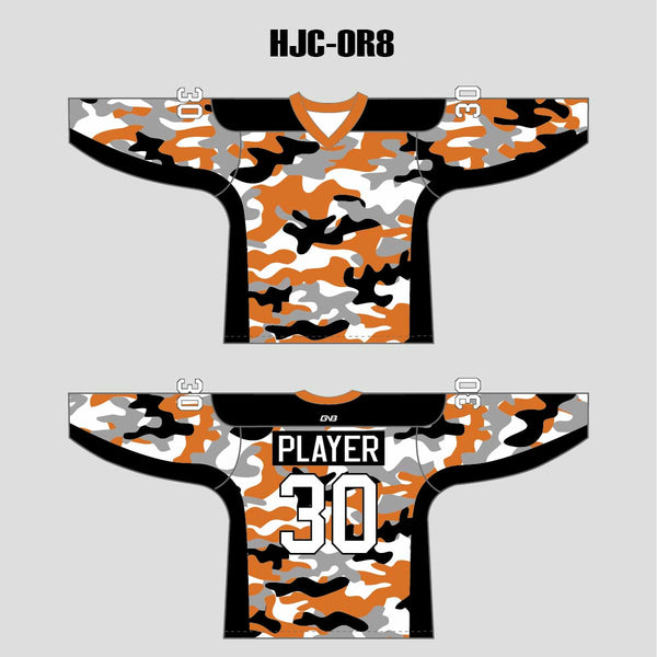 White Orange Camouflage Custom Made Hockey Jerseys