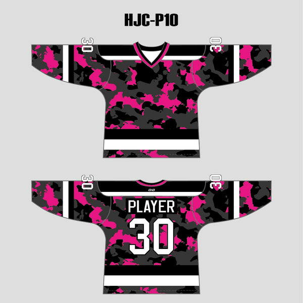 Pink Black Gray Camouflage Custom Made Hockey Jerseys
