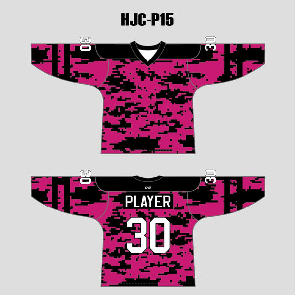 Pink Black Gray Camouflage Custom Made Hockey Jerseys