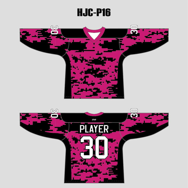 Pink Black Gray Camouflage Custom Made Hockey Jerseys