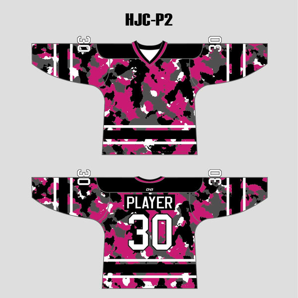 White Pink Camouflage Custom Made Hockey Jerseys