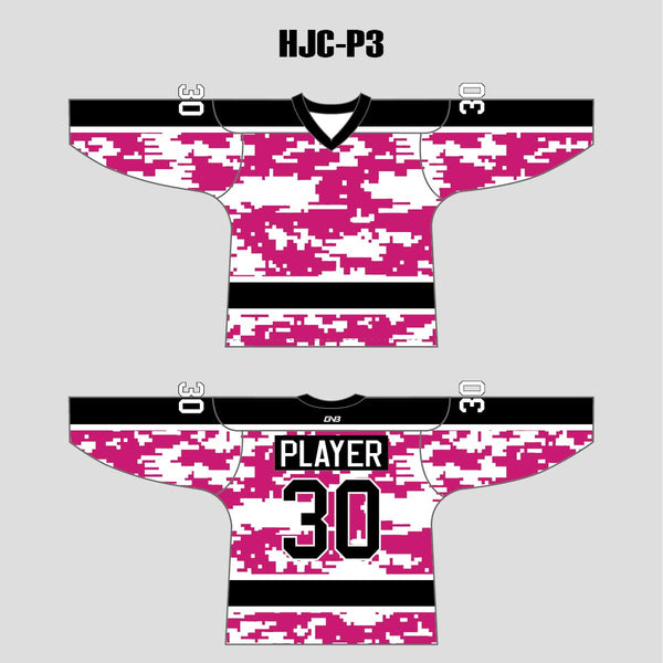 White Pink Camouflage Custom Made Hockey Jerseys