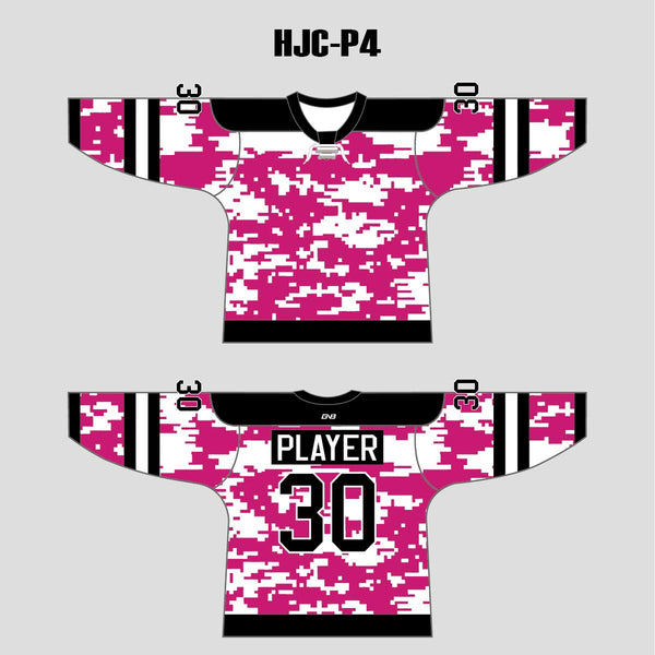 White Pink Camouflage Custom Made Hockey Jerseys