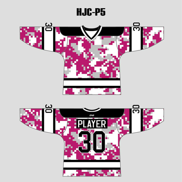 White Pink Camouflage Custom Made Hockey Jerseys