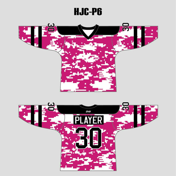 White Pink Camouflage Custom Made Hockey Jerseys