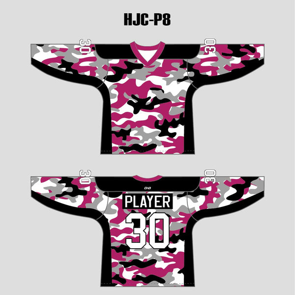 White Pink Camouflage Custom Made Hockey Jerseys