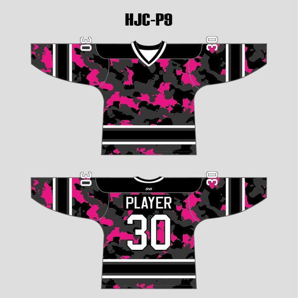 Pink Black Gray Camouflage Custom Made Hockey Jerseys