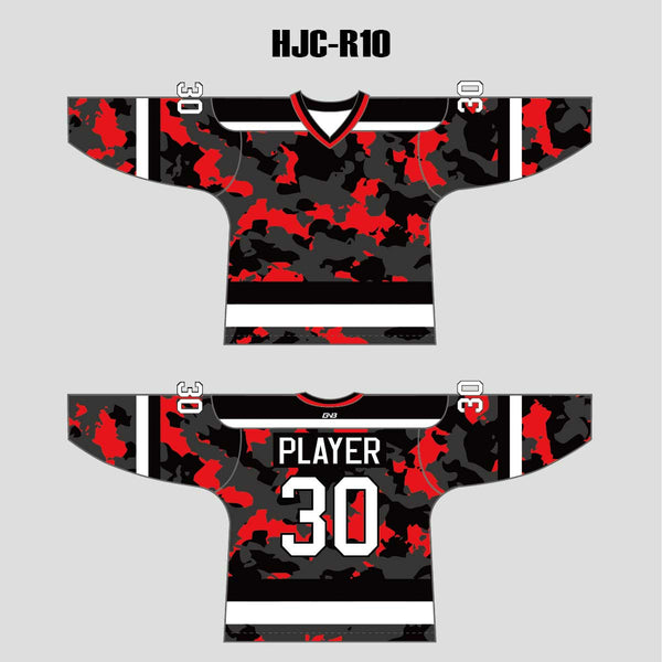Red Black Camouflage Custom Sublimated Hockey Jerseys