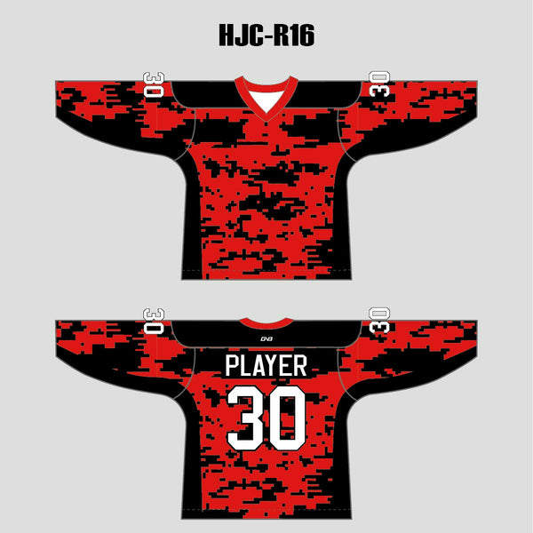 Red Black Camouflage Custom Sublimated Hockey Jerseys
