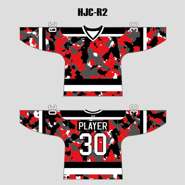 White Red Camo Blank Custom Sublimated Hockey Jerseys